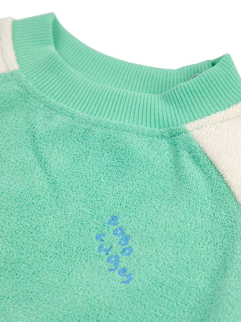 BOBO CHOSES - frotowa bluza dziecięca Color Block light green jasnozielona