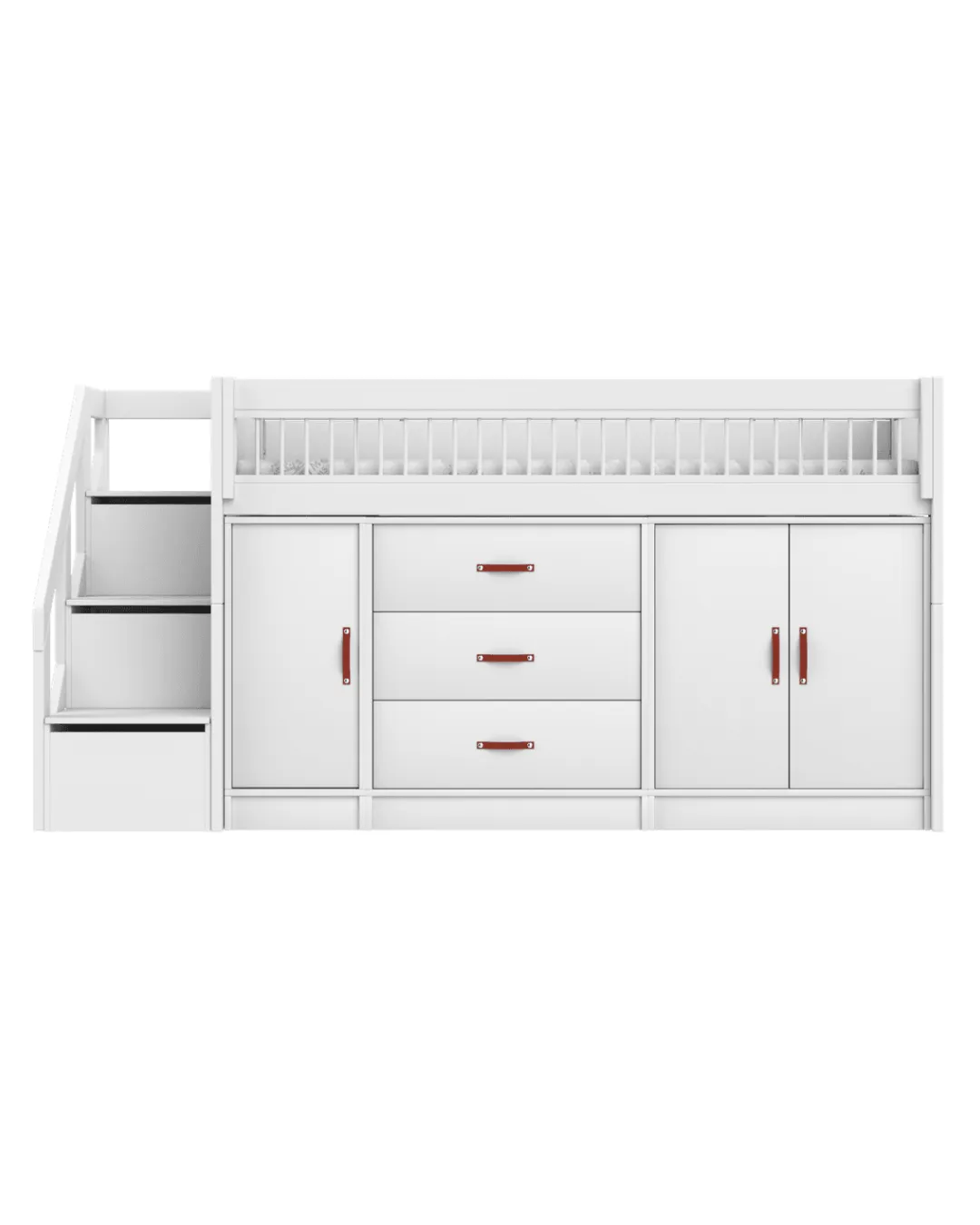 LIFETIME Kidsrooms - łóżko półwysokie Mid Sleeper 128 cm z zabudową i miejscem do przechowywania White Premium