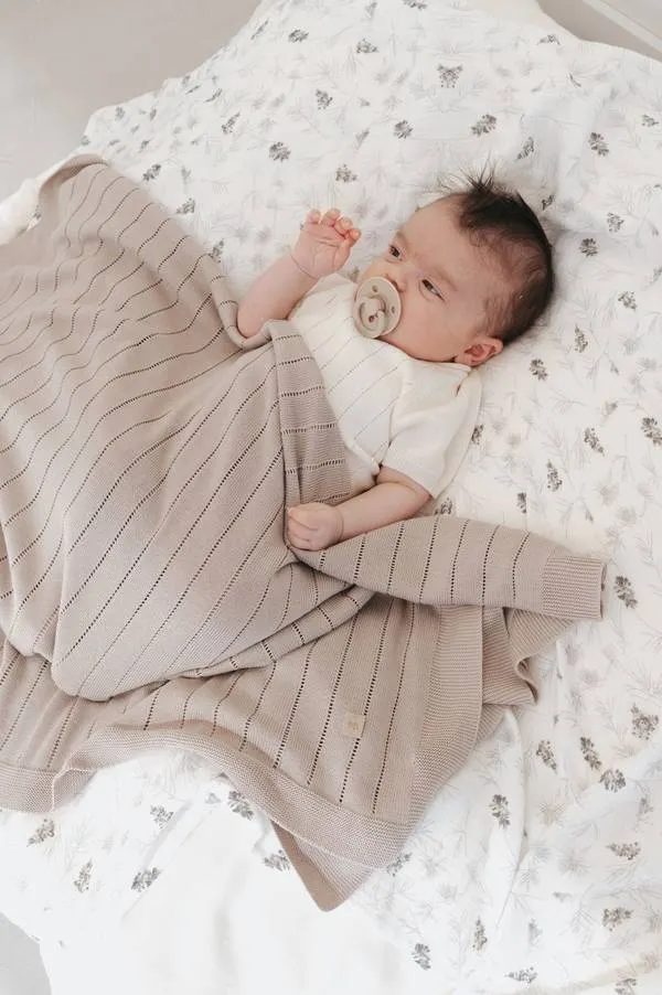 Bamboom - bambusowy kocyk niemowlęcy w paski 100x75 cm kamelowy Bamboom - bambusowy kocyk niemowlęcy w paski 100x75 cm kamelowy