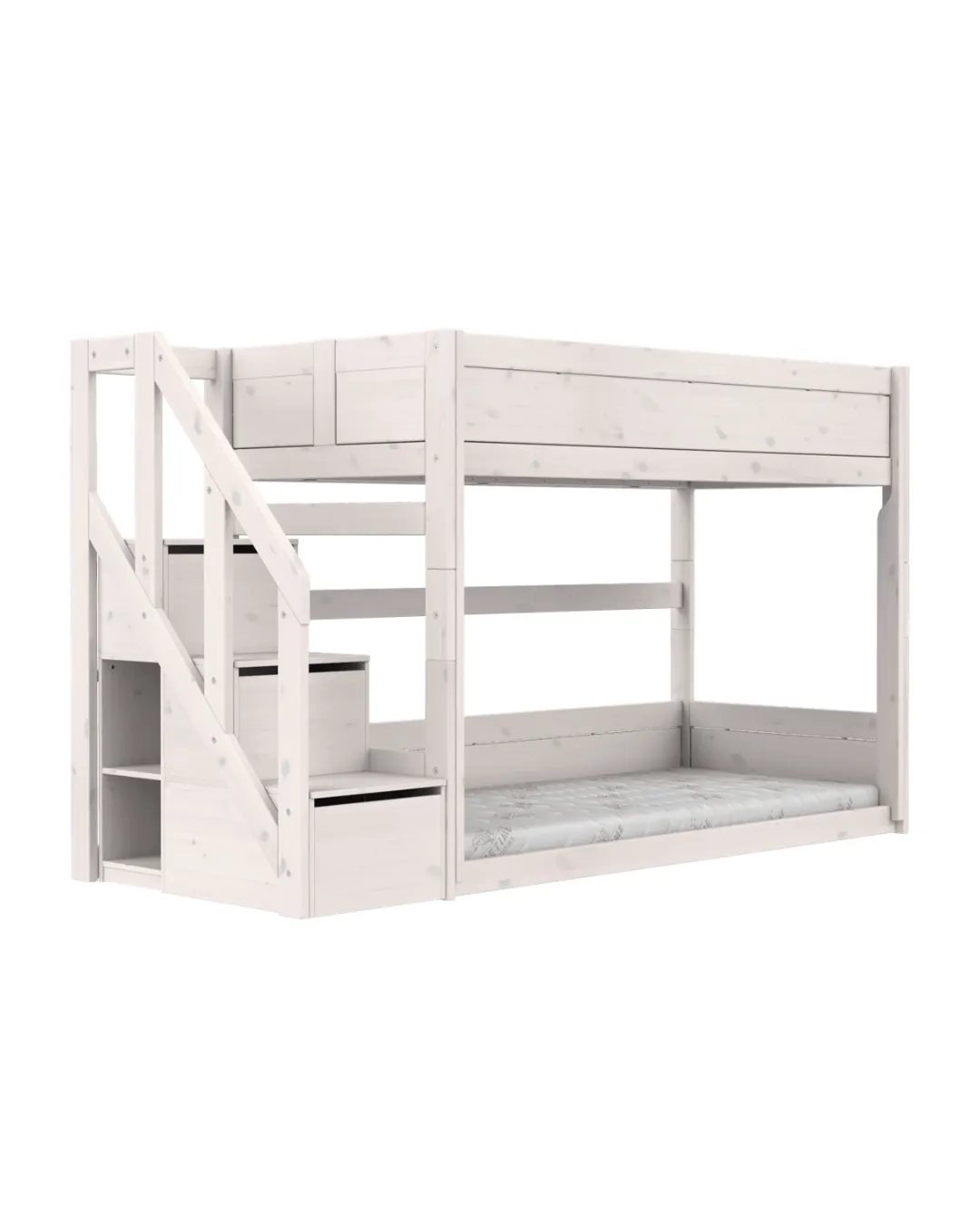 LIFETIME Kidsrooms - niskie łóżko piętrowe ze schodami Whitewash Standard LIFETIME Kidsrooms - niskie łóżko piętrowe ze schodami Whitewash Standard