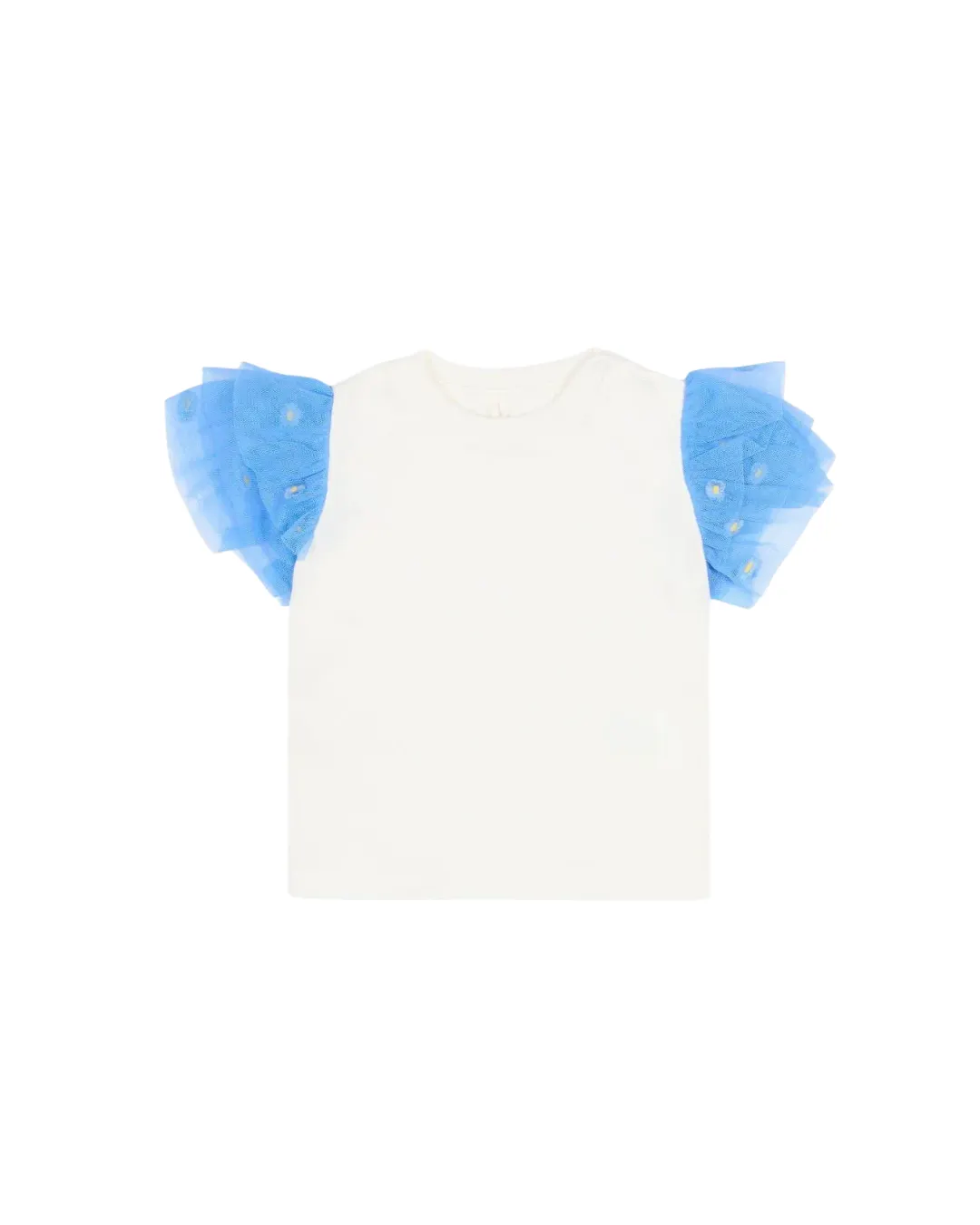 Stella McCartney - bawełniana koszulka z rękawami z tiulu Stella McCartney - bawełniana koszulka z rękawami z tiulu