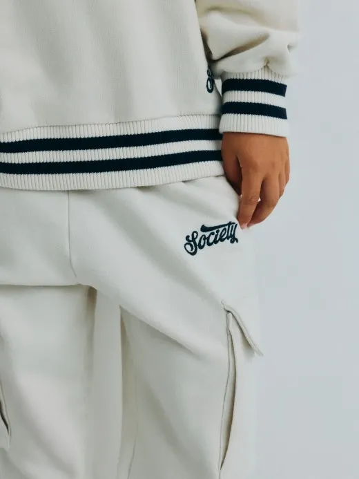 The New Society - spodnie dresowe Cargo Finnia Écru