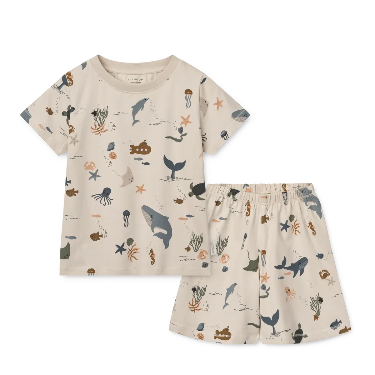 Liewood - piżama dziecięca Ilford Printed z nadrukiem Sea creature Sandy