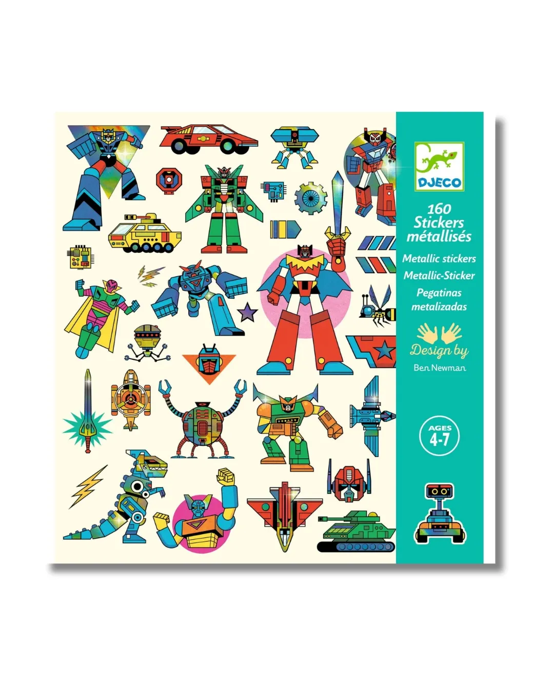 Djeco - metaliczne naklejki dla dzieci z motywem roboty Djeco - metaliczne naklejki dla dzieci z motywem roboty