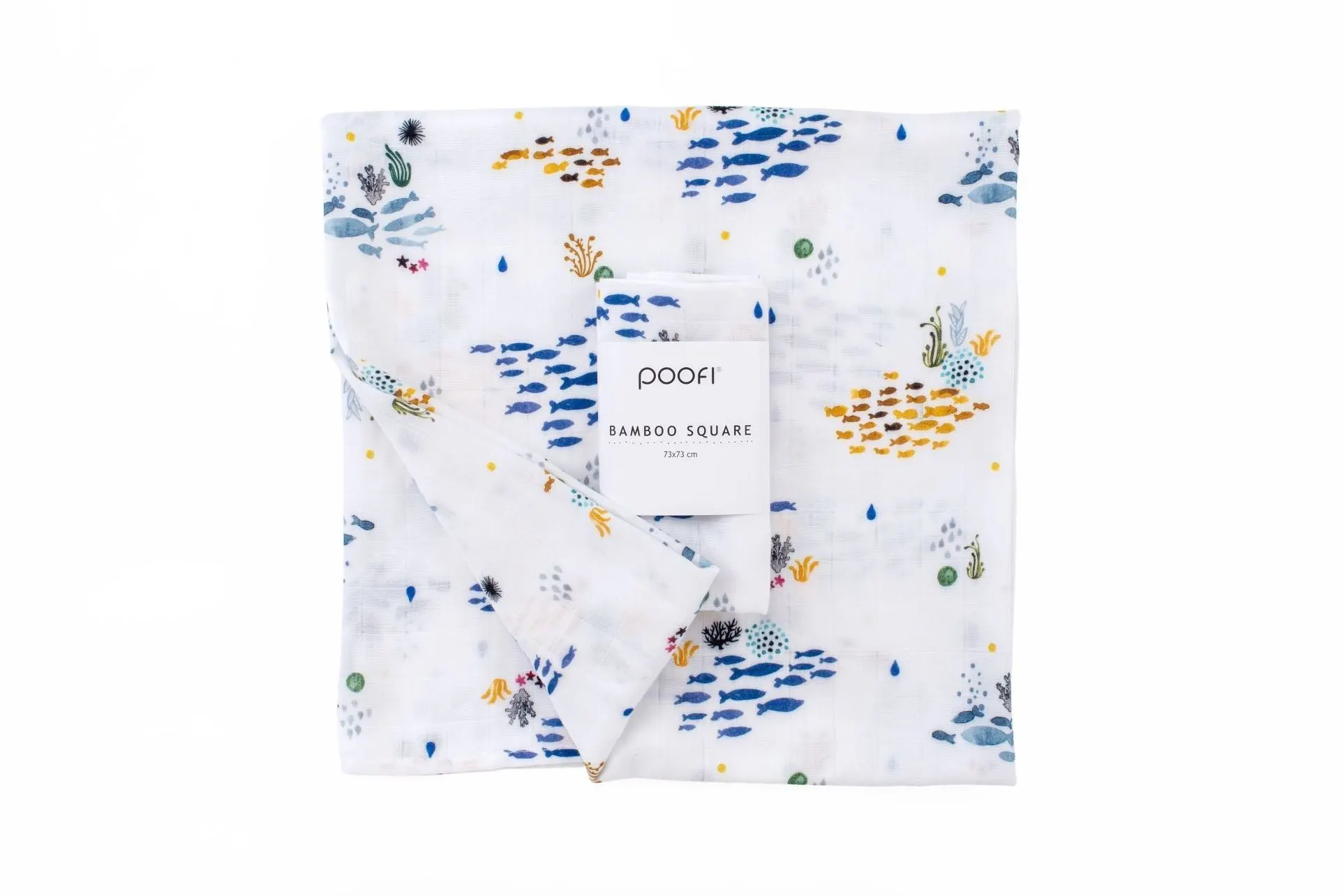 Poofi - pieluszka bambusowa Ocean 73x73 Ławice rybek Poofi - pieluszka bambusowa Ocean 73x73 Ławice rybek