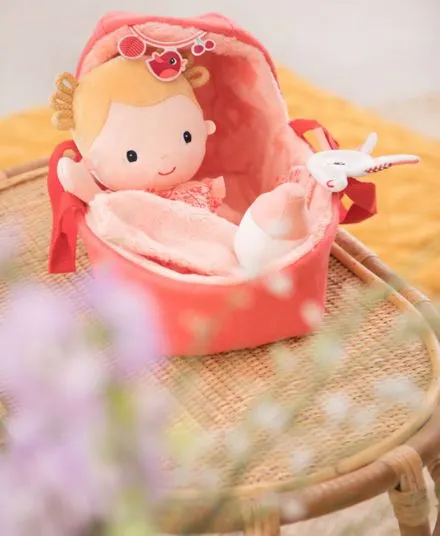 Lilliputiens - lalka dzidziuś w gondoli z komforterem i butelką mleka Lena