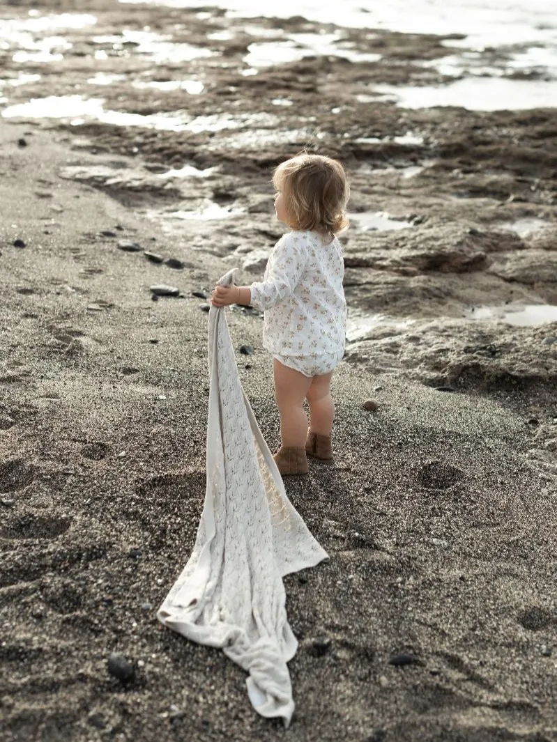 My Memi - ażurowy kocyk bambusowy 80x100 Light Grey