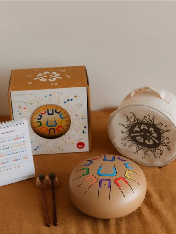 Tambú - bębenek językowy stalowy 8 calowy 11 tonowy - instrument muzyczny Gold Mat