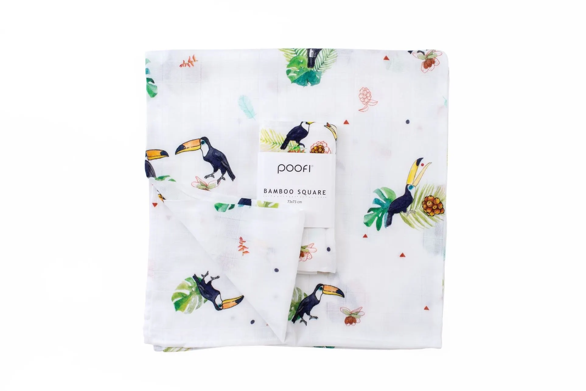 Poofi - pieluszka bambusowa Tropical 73x73 cm Tukany Poofi - pieluszka bambusowa Tropical 73x73 cm Tukany