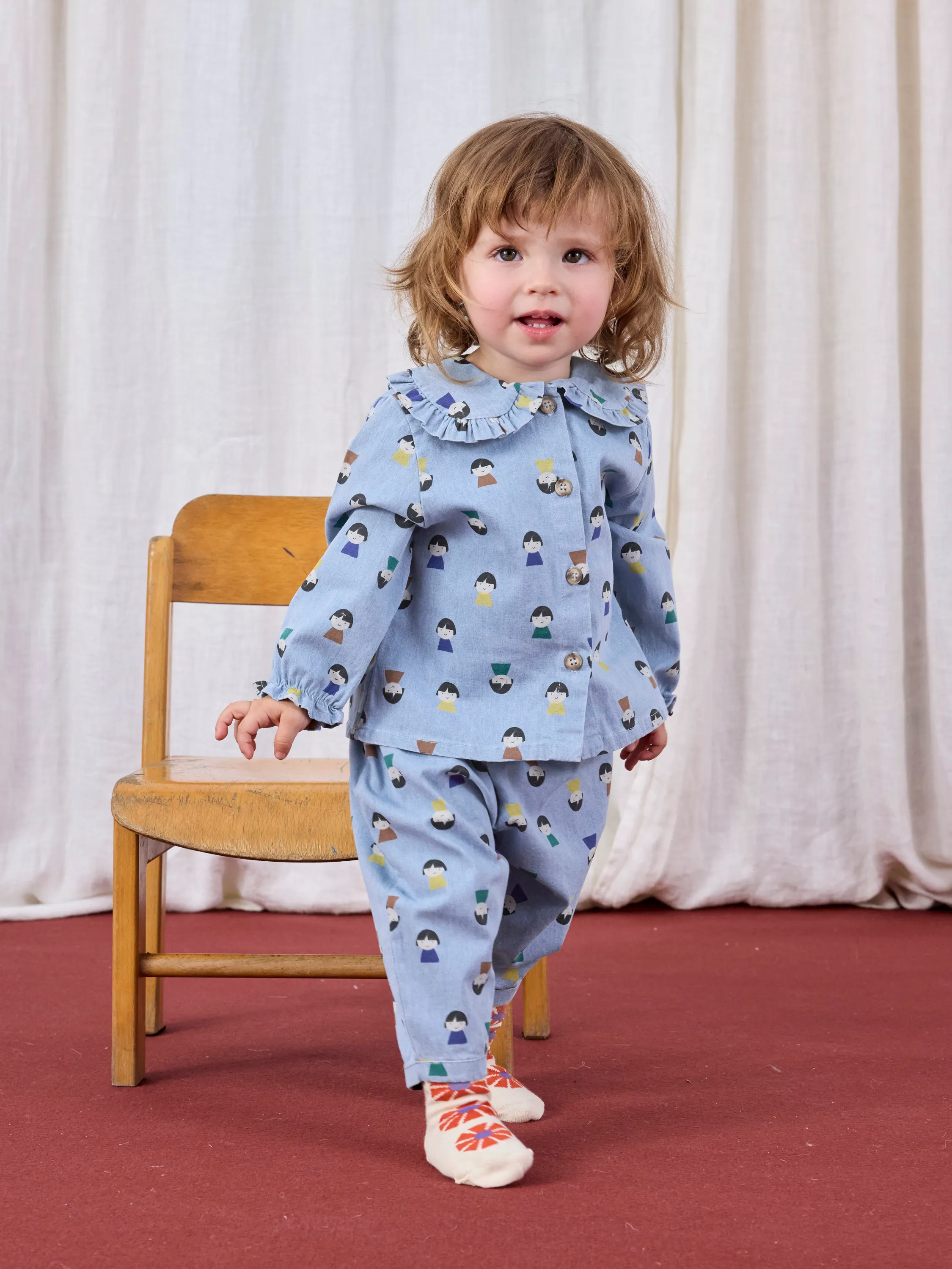 BOBO CHOSES - bluzka niemowlęca Game Pawns All Over Light Denim Blouse BOBO CHOSES - bluzka niemowlęca Game Pawns All Over Light Denim Blouse