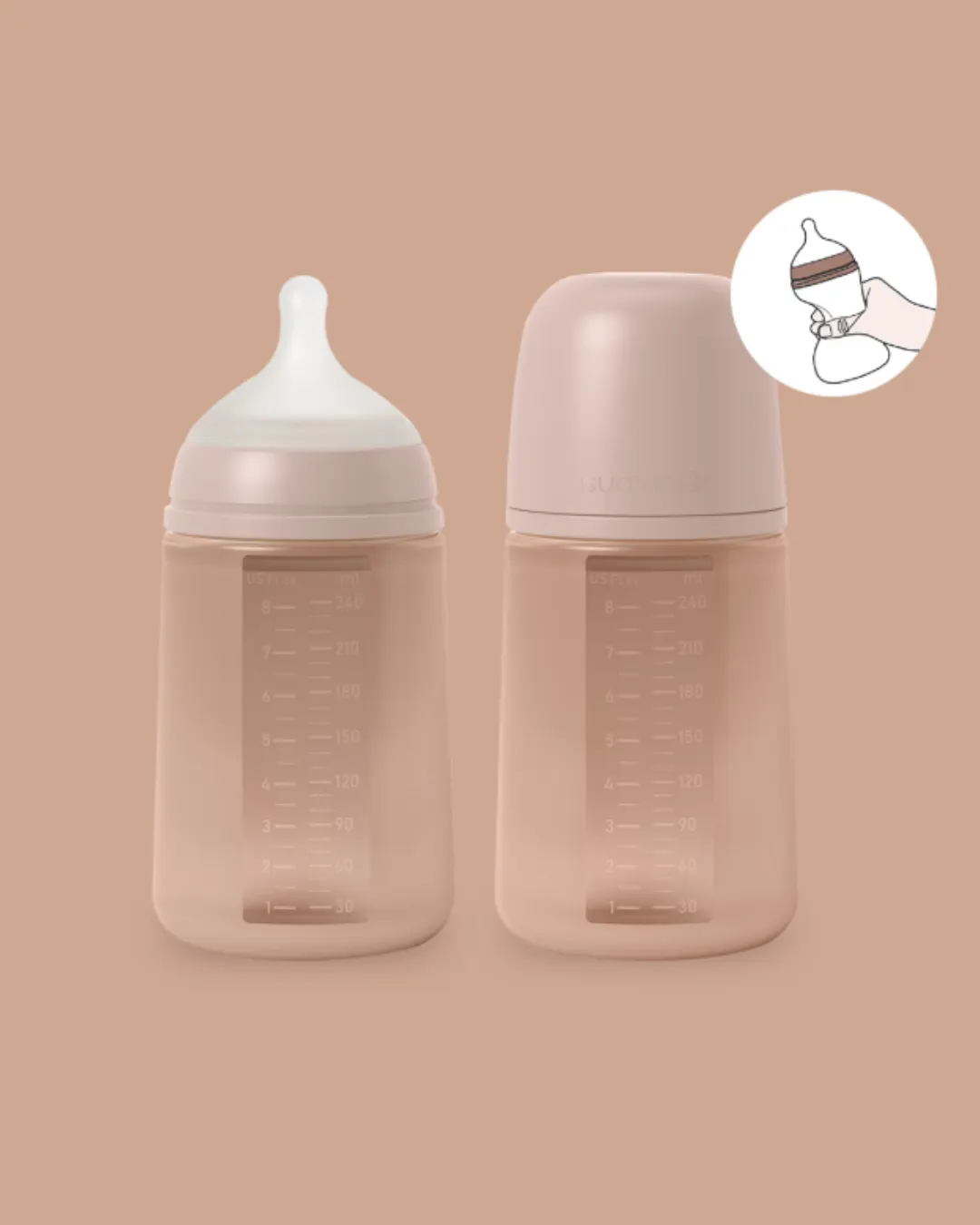 Suavinex - butelka silikonowa SX Pro średni przepływ 240 ml Colour Essence cielista