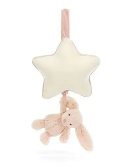 JellyCat - króliczek z gwiazdką i pozytywką jasny różowy 30 cm