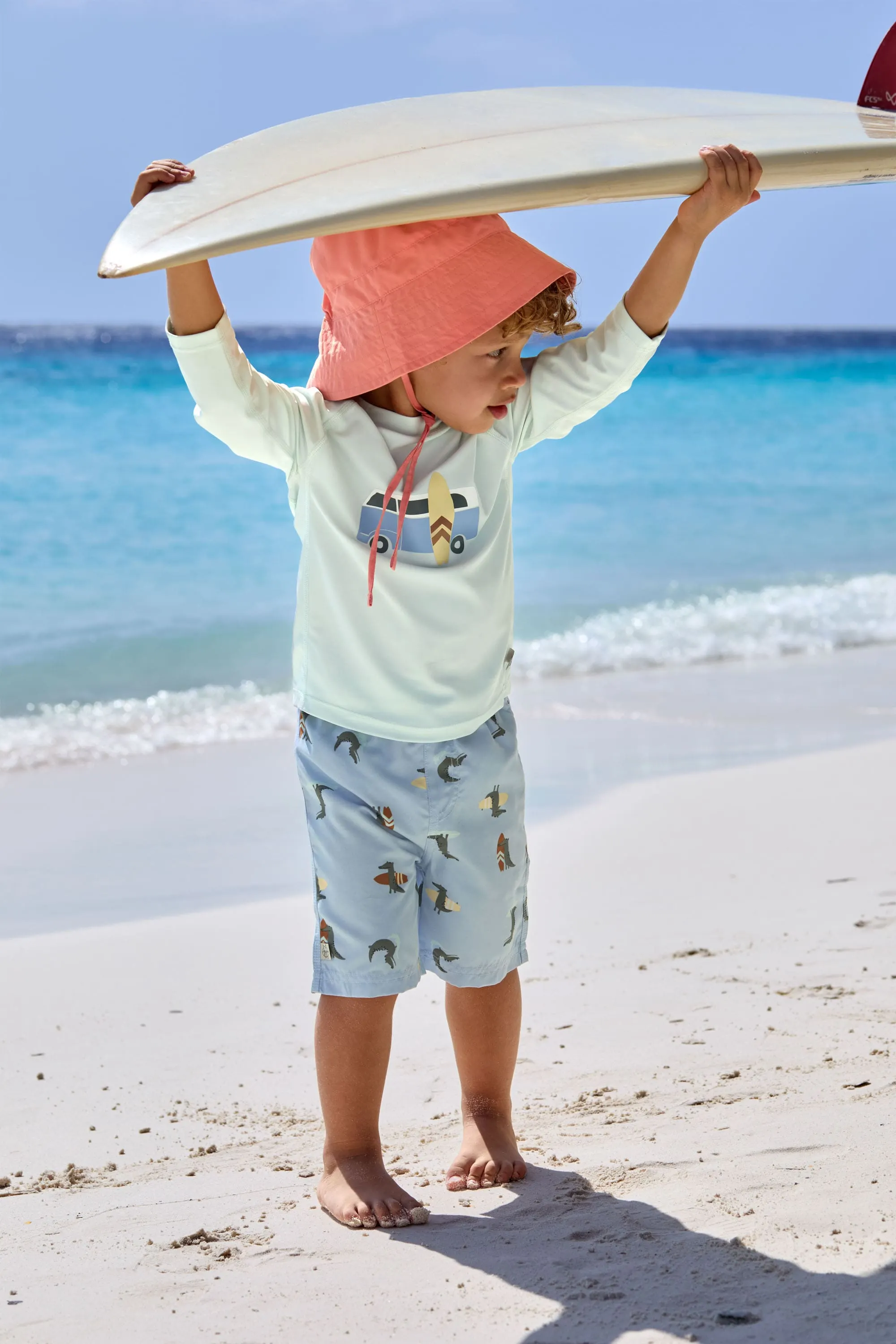 Lassig - szorty spodenki kąpielowe dla dzieci LSF UV 80 Crocodile sky blue