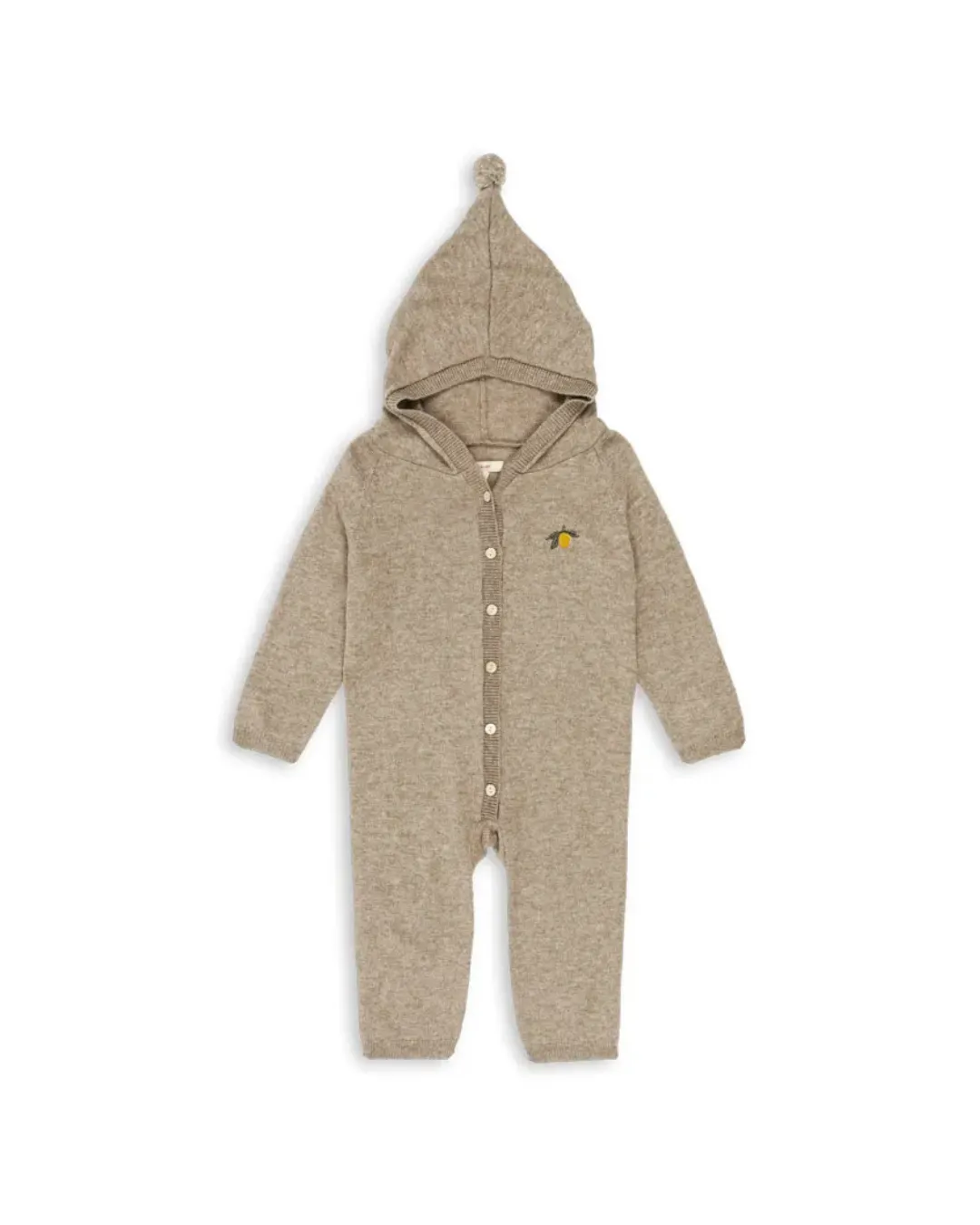 Konges Sløjd - kombinezon niemowlęcy z wełny merino Mattou Knit Onesie Light Brown