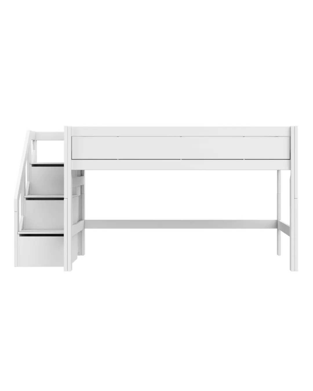 LIFETIME Kidsrooms - łóżko półwysokie Mid Sleeper ze schodami w rozmiarze 120x200 cm White Premium