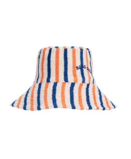 BOBO CHOSES - kapelusz typu bucket z frotte w paski niemowlęcy off white 