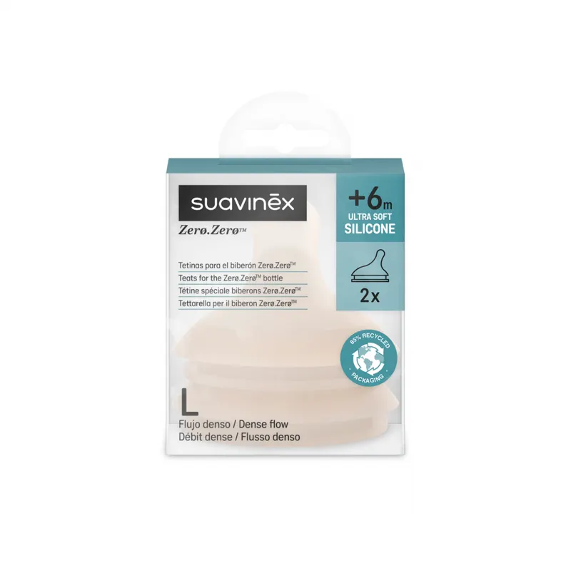 Suavinex - smoczki do butelek Zero Zero przepływ szybki L (2 szt.) Light
