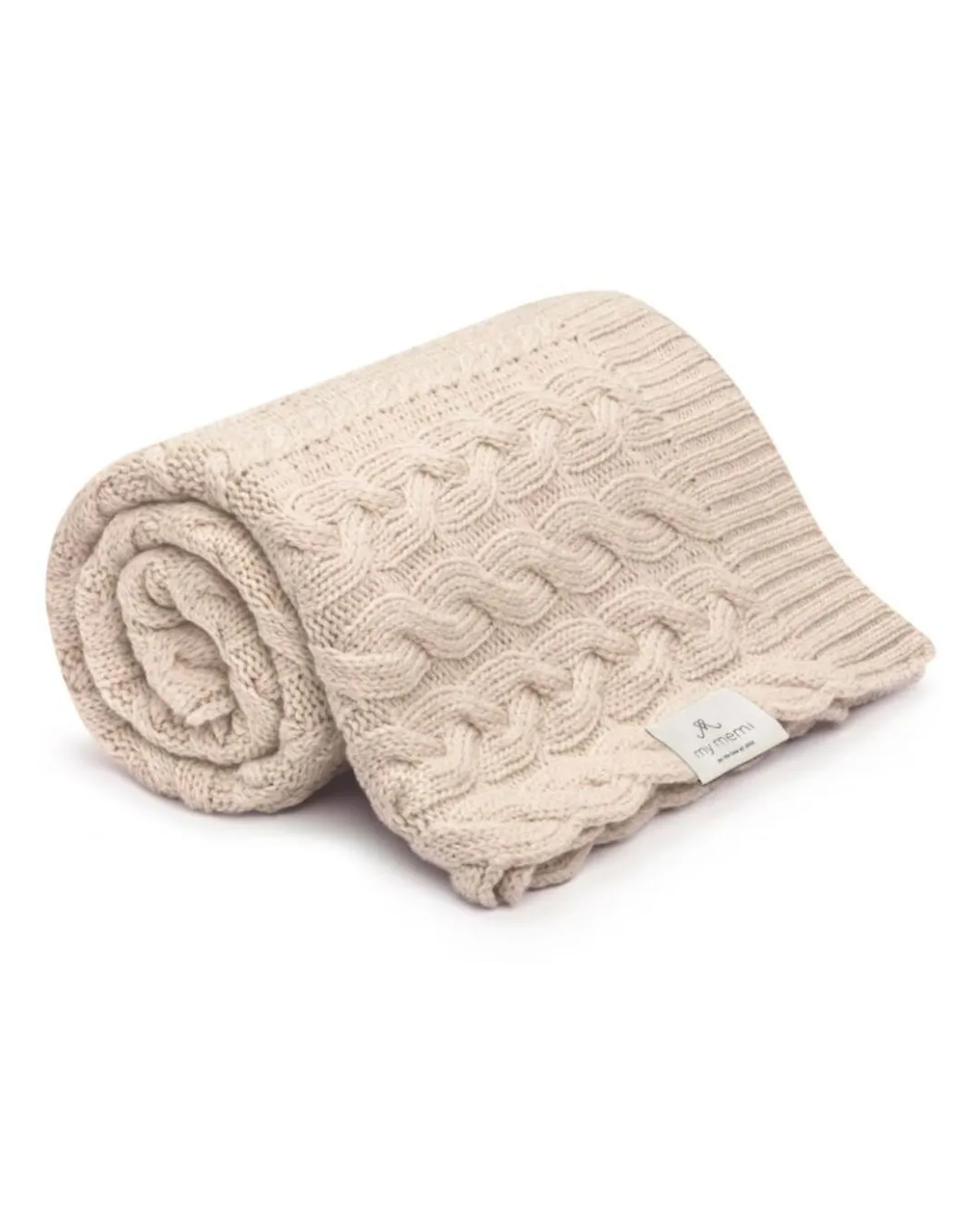 My Memi - kocyk warkocz ze 100% wełny merino premium collection Warm Beige