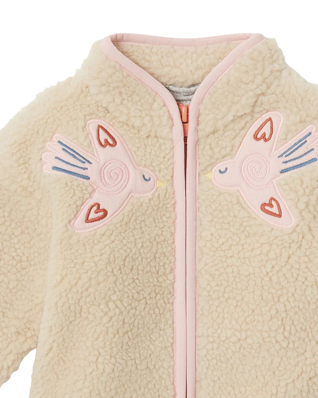 Stella McCartney - kurtka polarowa teddy fleece z naszywką Dove Stella McCartney - kurtka polarowa teddy fleece z naszywką Dove