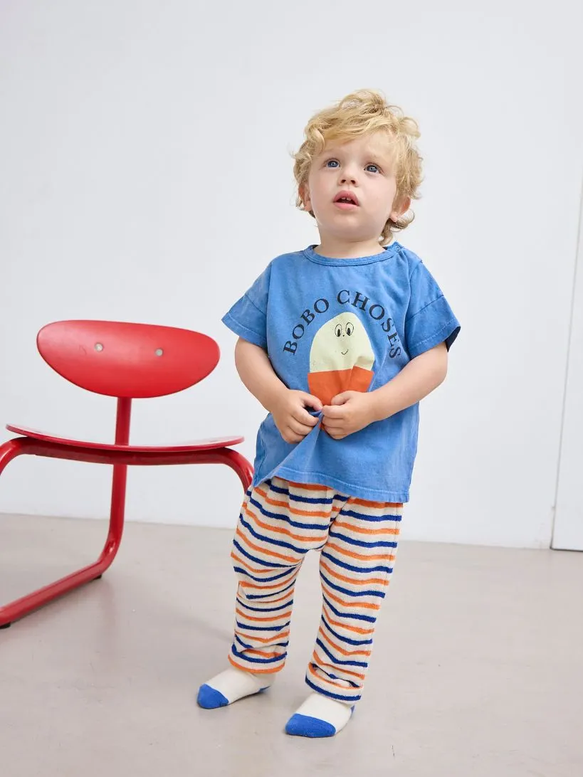 BOBO CHOSES - T-shirt dziecięcy Morning Egg krótki rękaw z nadrukiem blue niebieski