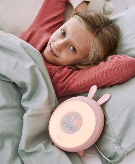 Rabbit & Friends - królik lampka budząca światłem Różowy