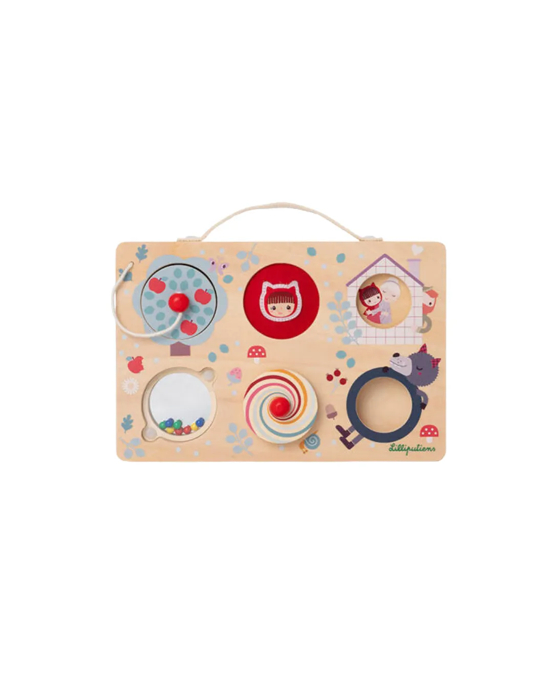 Lilliputiens - drewniana tablica manipulacyjna walizka Czerwony Kapturek Lilliputiens - drewniana tablica manipulacyjna walizka Czerwony Kapturek