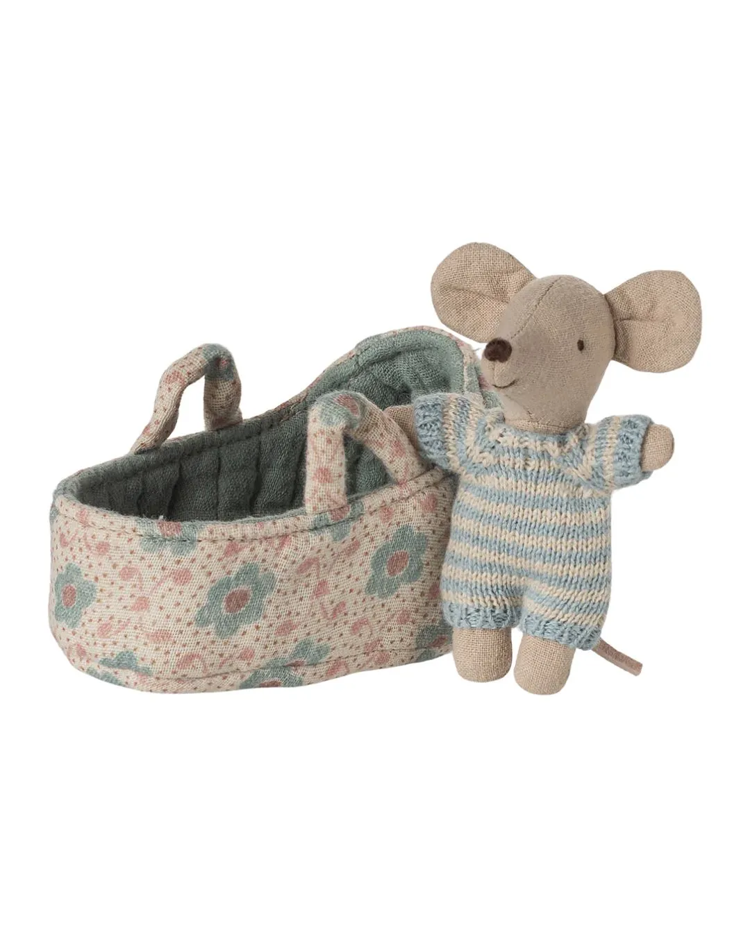 Maileg - myszka niemowlęca w łóżeczku Blue