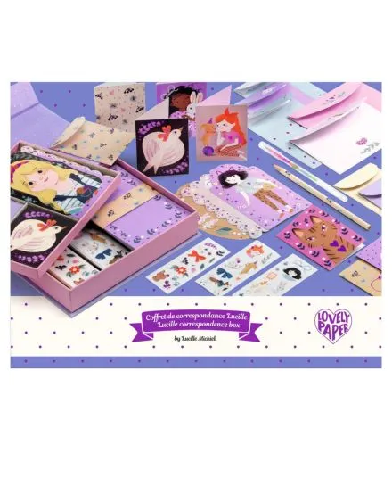 Djeco - kreatywny zestaw kuferek z papeterią Lucille Djeco - kreatywny zestaw kuferek z papeterią Lucille