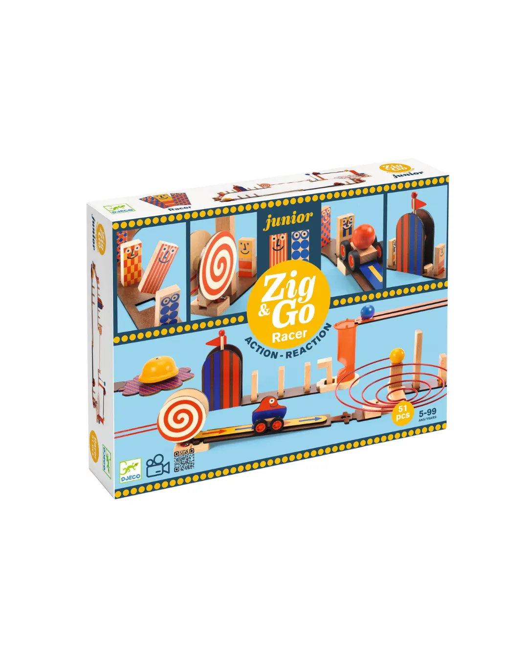 Djeco - zestaw drewniany dla dzieci Zig & Go 51 elementów Djeco - zestaw drewniany dla dzieci Zig & Go 51 elementów