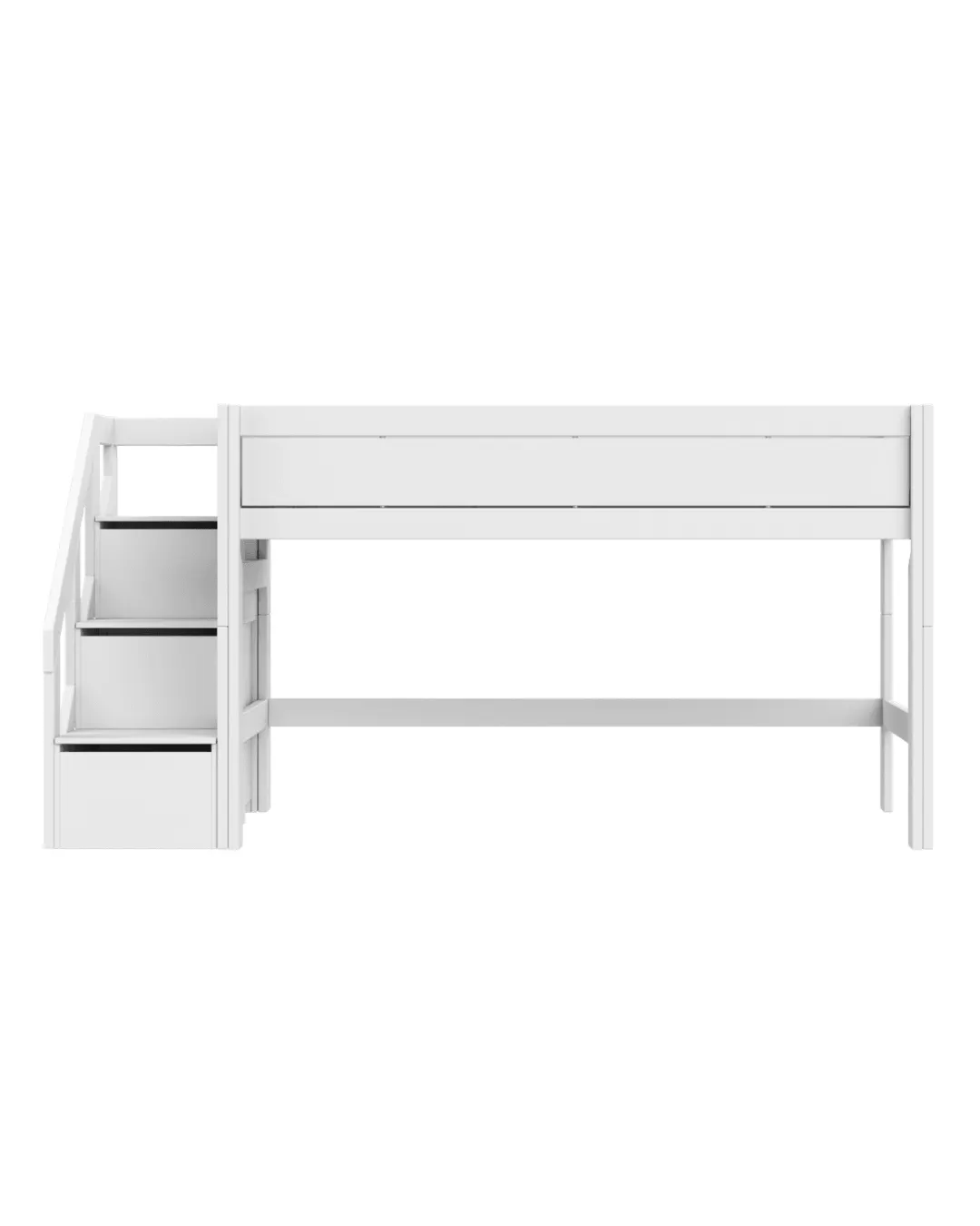 LIFETIME Kidsrooms - łóżko półwysokie Mid Sleeper 128 cm ze schodami White Standard