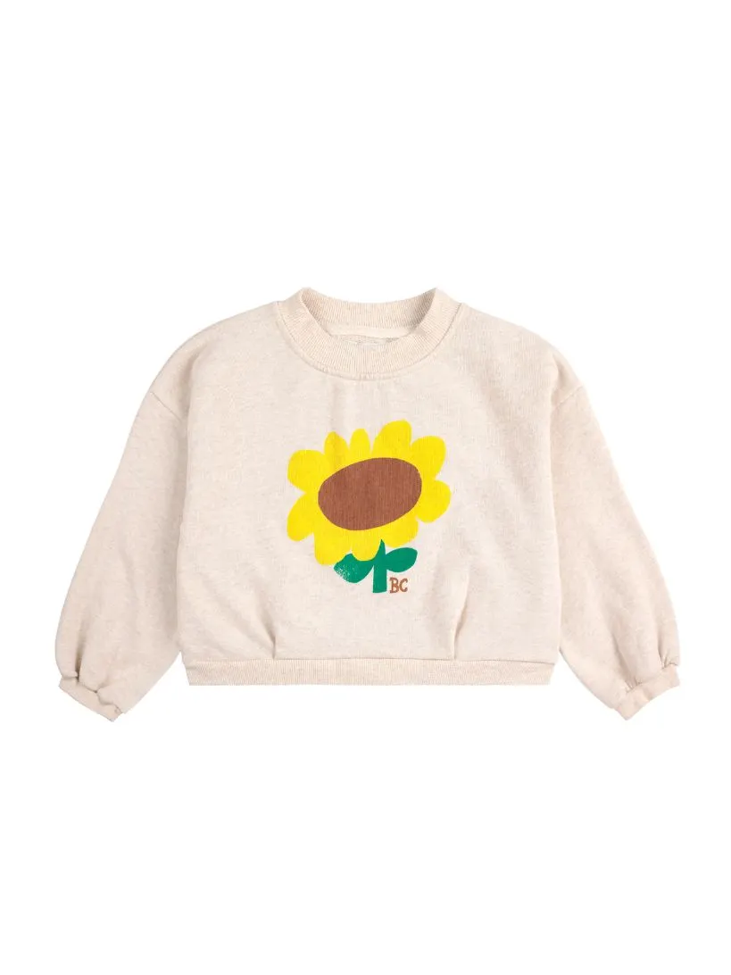 BOBO CHOSES - krótka bluza dziecięca Sunflower słonecznik off white złamana biel 