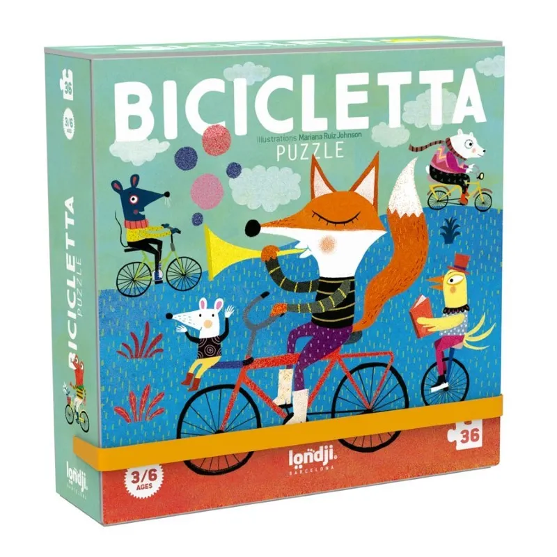 Londji - puzzle dla dzieci Rowerzyści Bicicletta 36 elementów