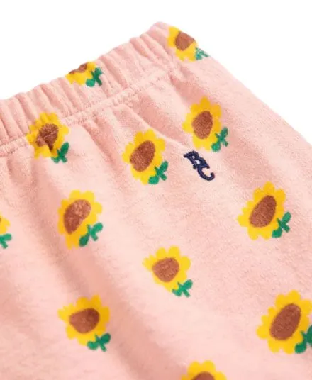 BOBO CHOSES - krótkie szorty niemowlęce Sunflower light pink jasnoróżowe 