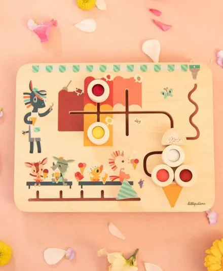 Lilliputiens - drewniana tablica sensoryczna Lodziarnia 