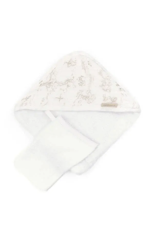 Bamboom - bambusowy ręcznik z kapturem + rękawica frotte do mycia Boomy's World Oyster Grey Bamboom - bambusowy ręcznik z kapturem + rękawica frotte do mycia Boomy's World Oyster Grey