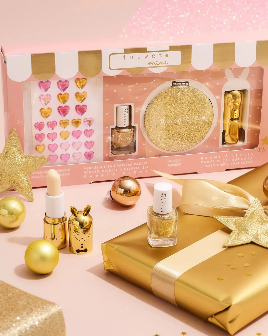 Inuwet - brokatowy zestaw prezentowy dla dzieci Złoty